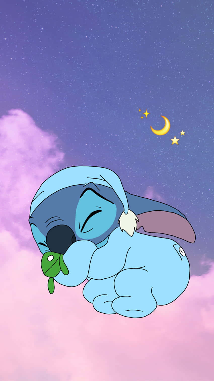 stitch sleeping in the sky with a star Wallpaper