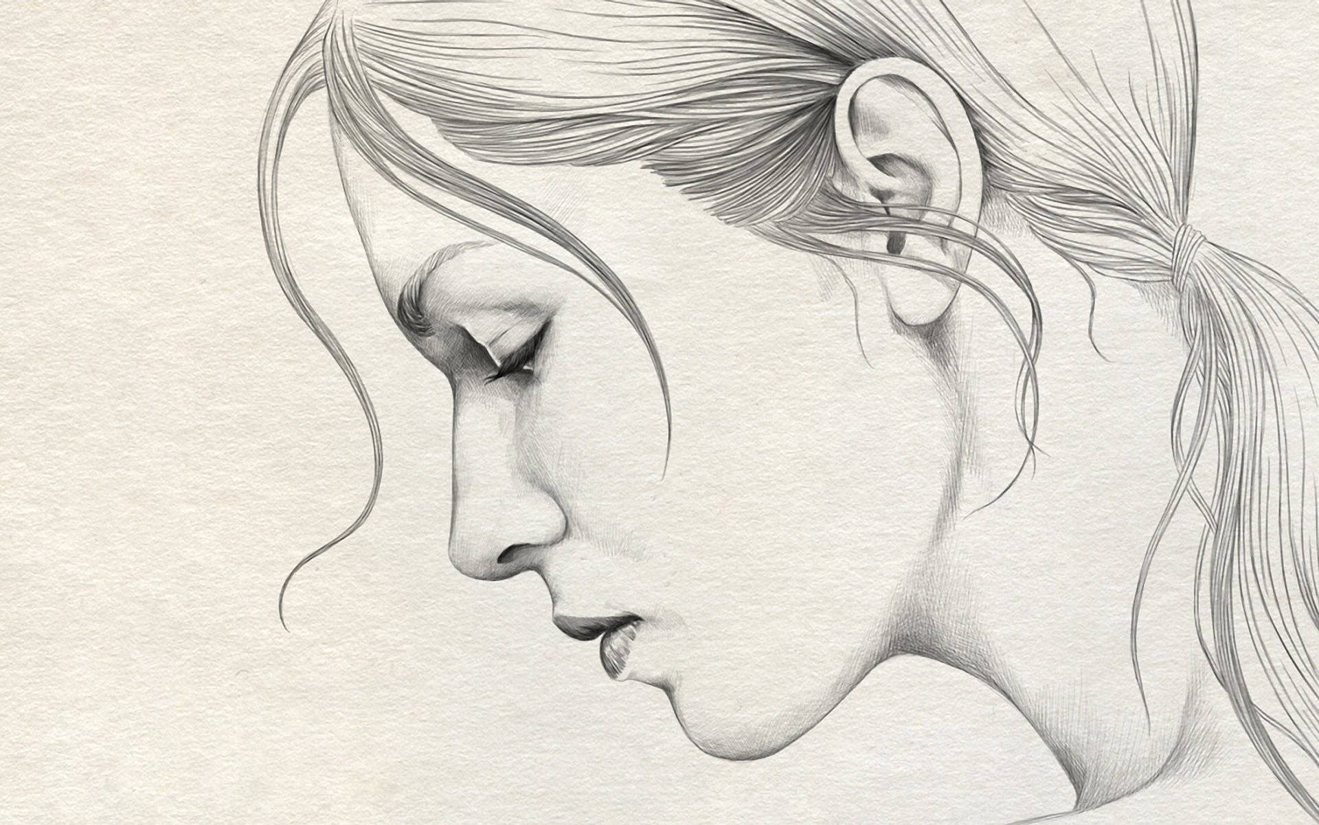 Sad Woman Pencil Drawing Wallpaper