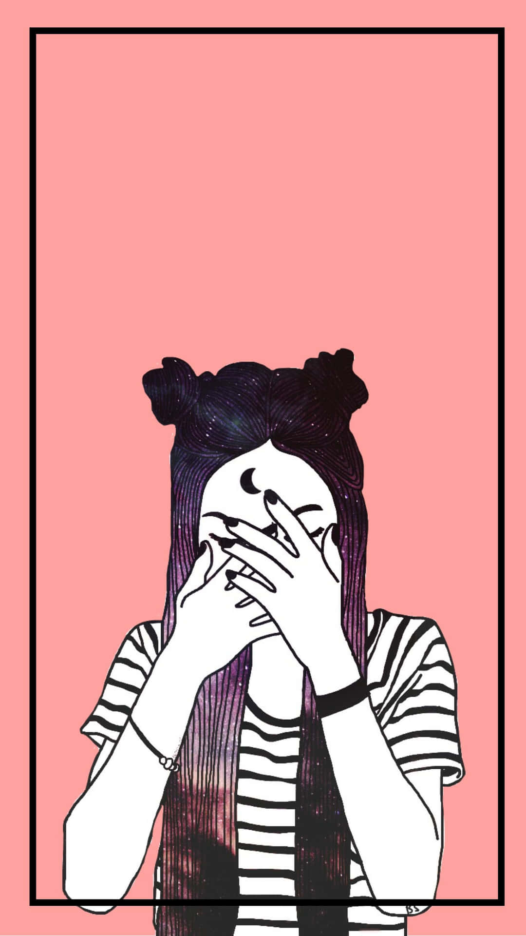 Sadness Cartoon Girl On Pink Background Picture