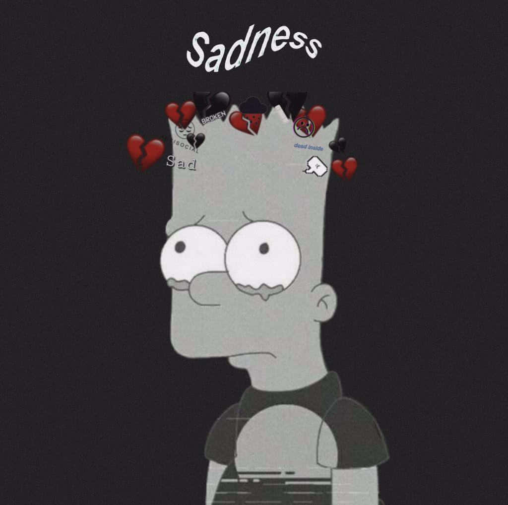 Tristhedbart Simpson Knust Hjerte Emojis Billede