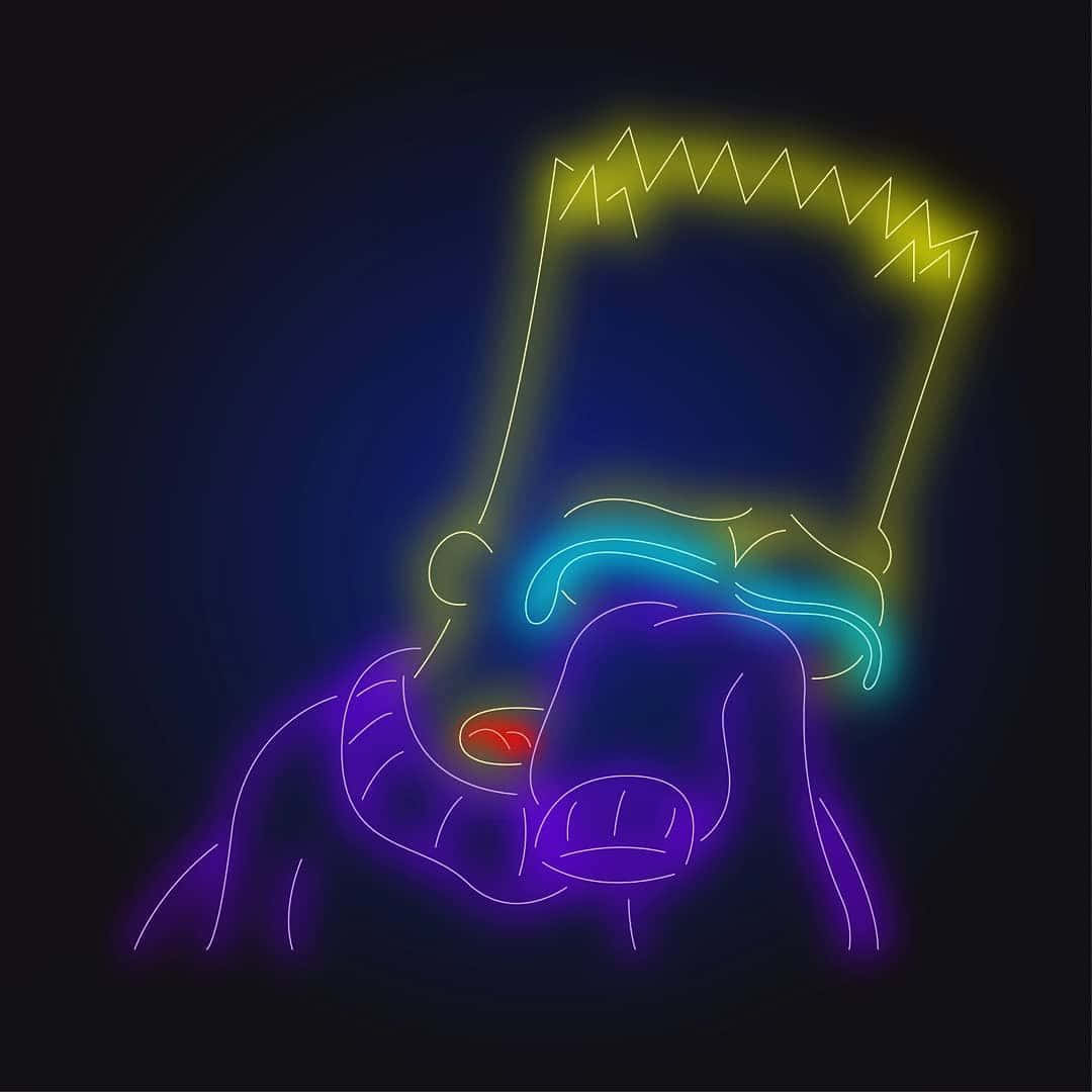 Sadness Crying Bart Simpson Neon Picture