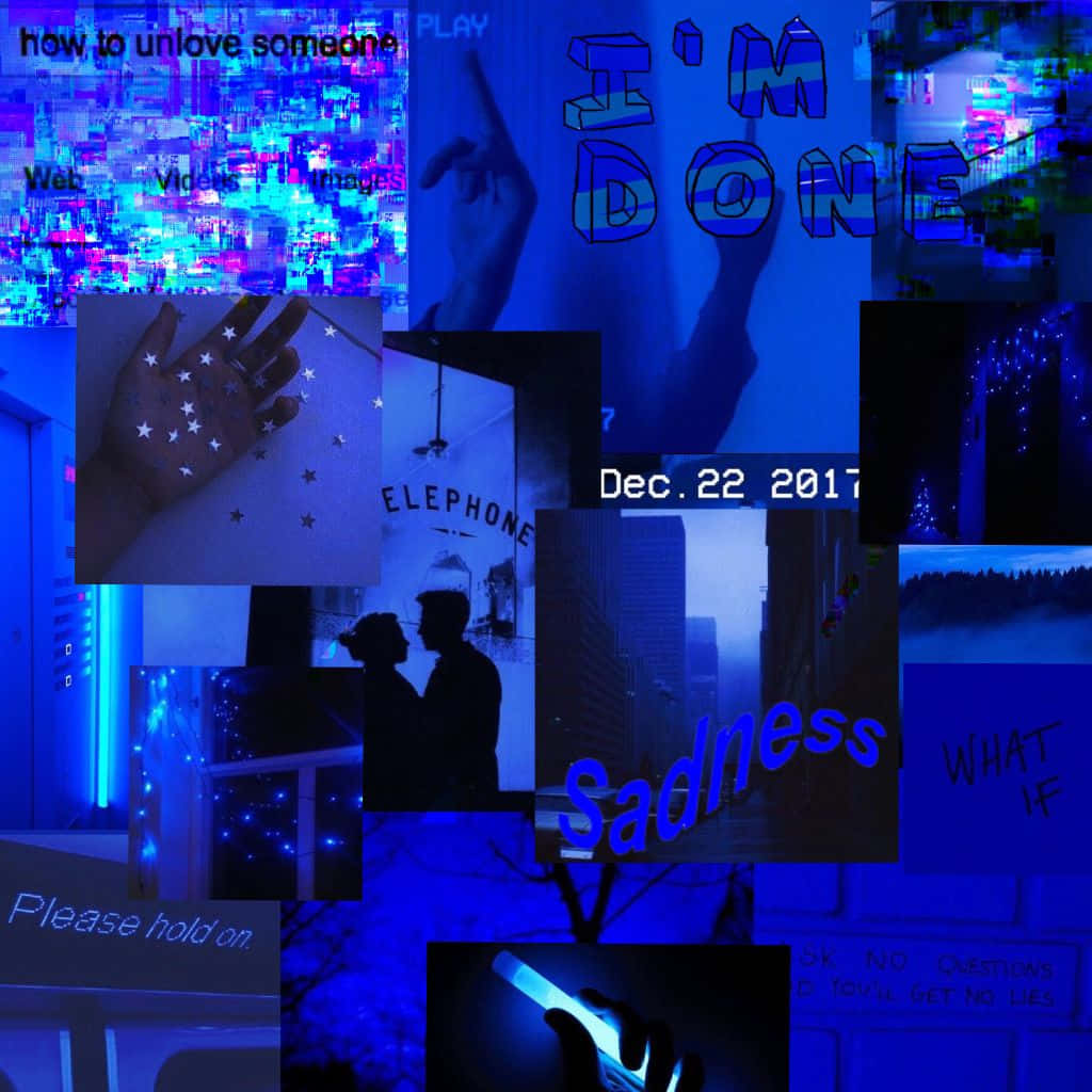 Tristezaimagen De Collage Estético En Tonos Azules