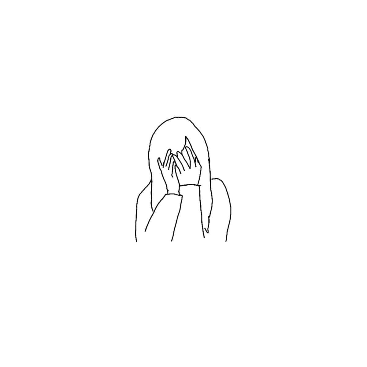 Sadness Woman Crying Sketch Art Picture
