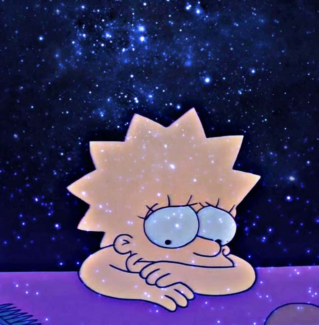 Sadness Lisa Simpson On Starry Sky Picture