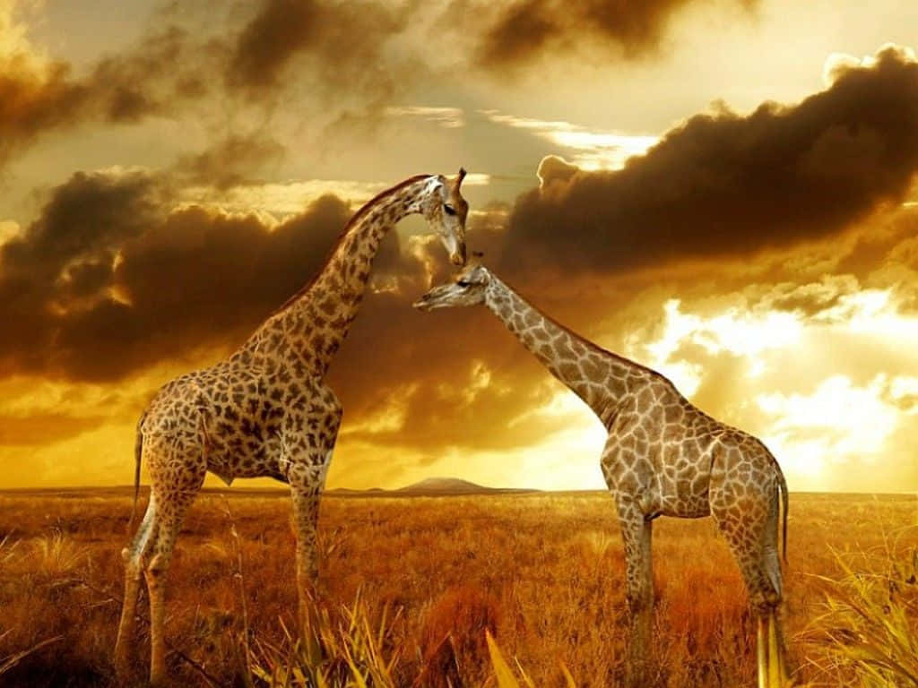 Safarisolnedgång Afrikas Vilda Djur Bild.