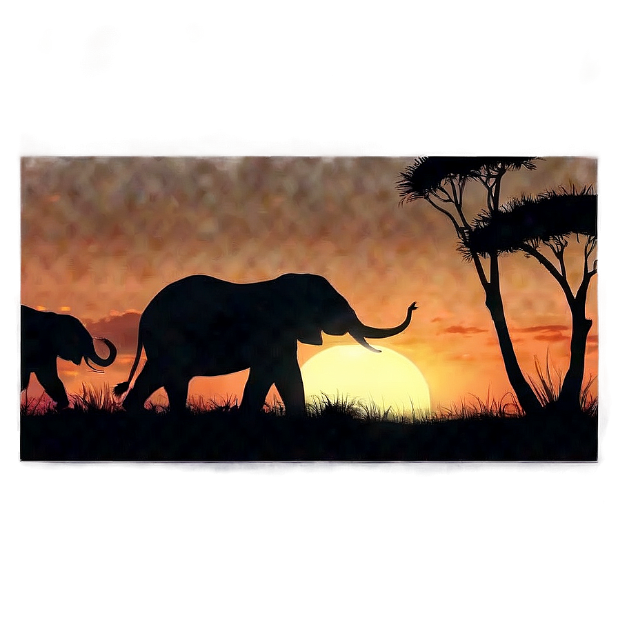 Safari Sunset Silhouettes Png Hrt PNG