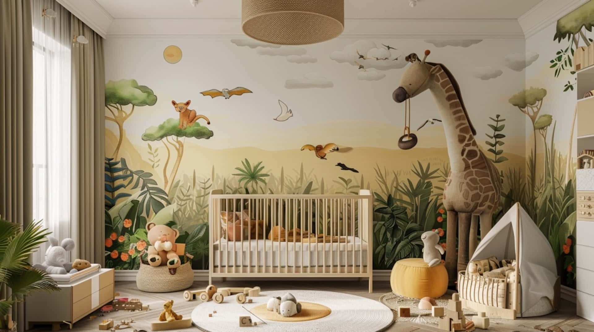 Safari Themed Nursery Room Wallpaper