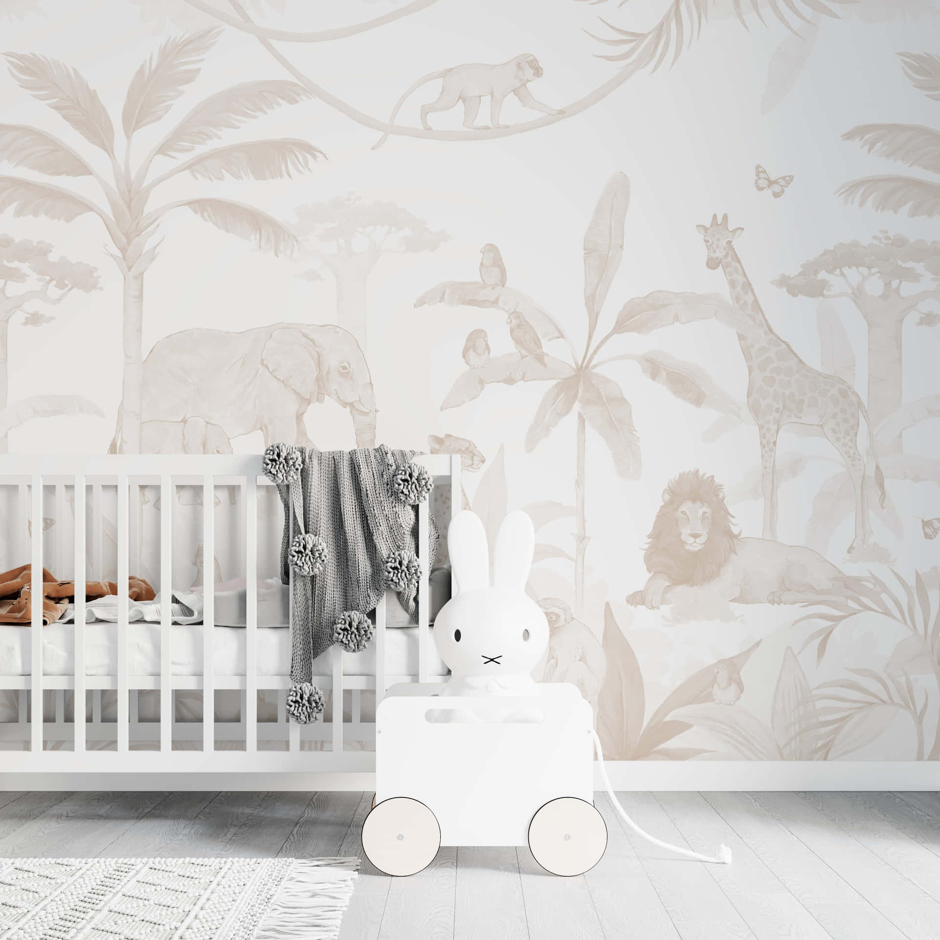 Safari Themed Nursery Room Wallpaper