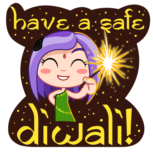 Safe Diwali Celebration Cartoon PNG