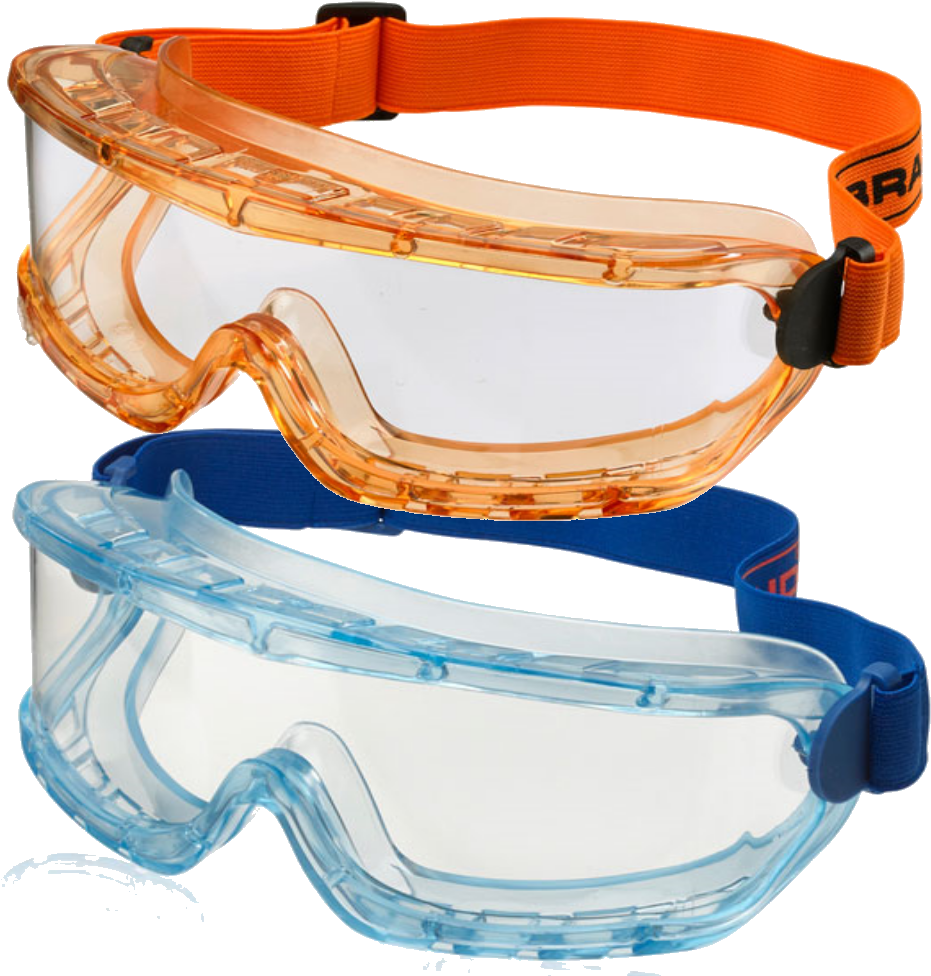 Safety Goggles Orange Blue PNG