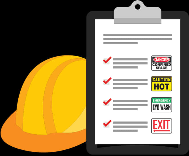 Safety Helmetand Checklist Vector PNG