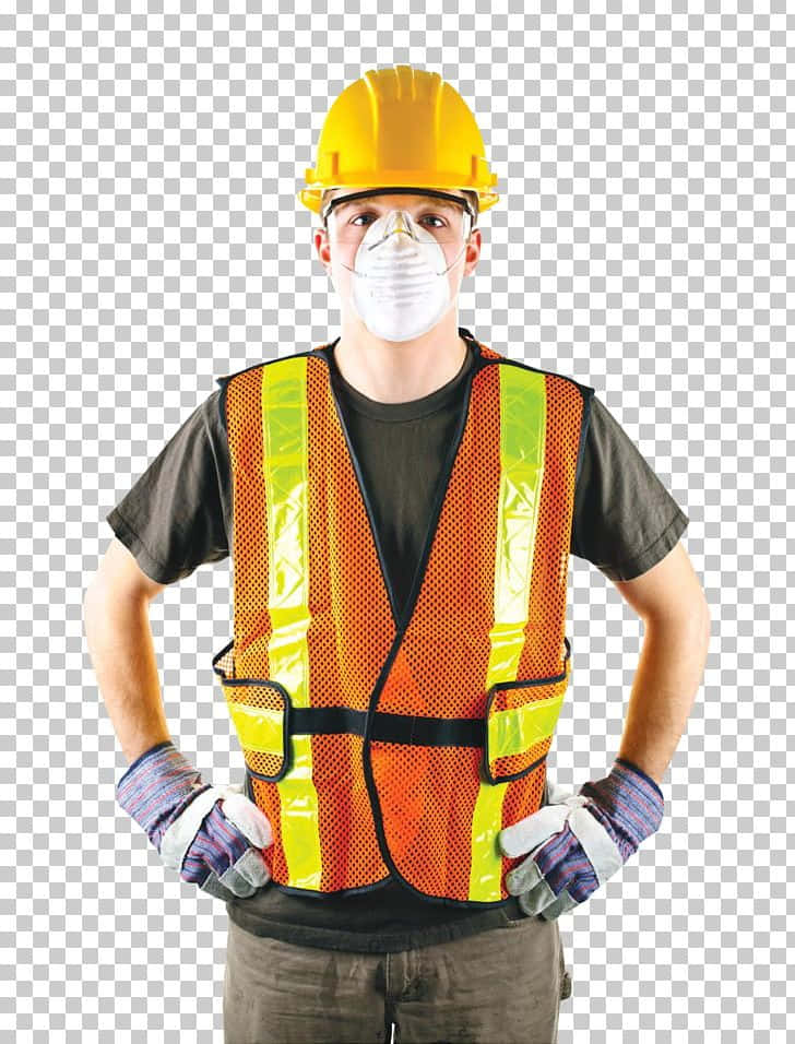 A Man Wearing A Safety Vest And Face Mask