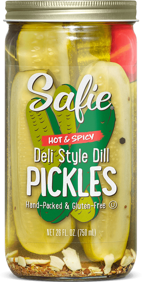 Safie Hot Spicy Deli Style Dill Pickles Jar PNG