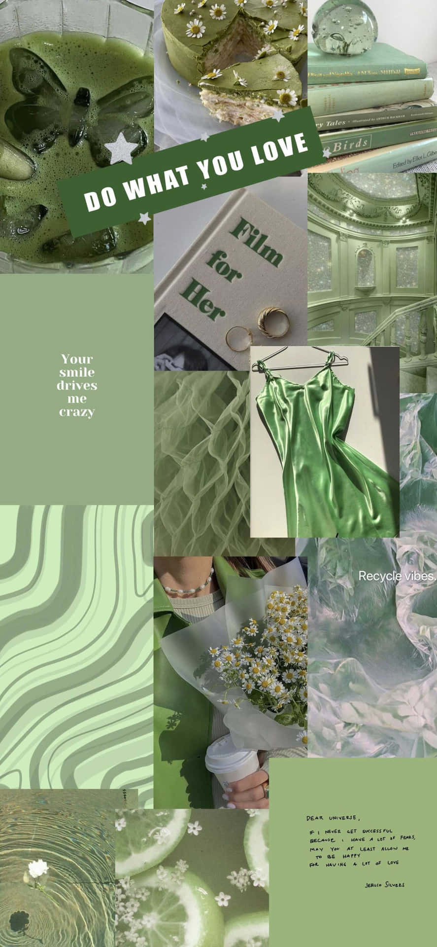 Sage Aesthetic Collage Tea And Cake Wallpaper