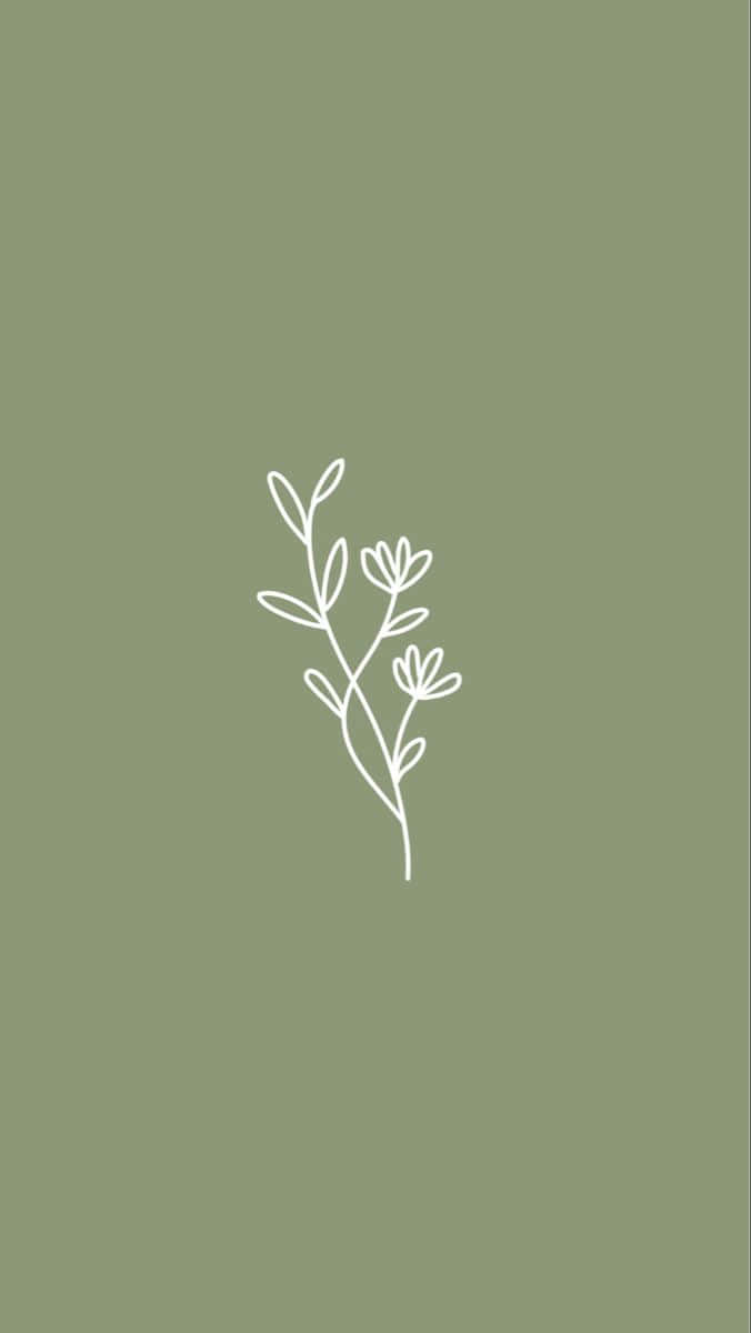 A White Plant On A Green Background