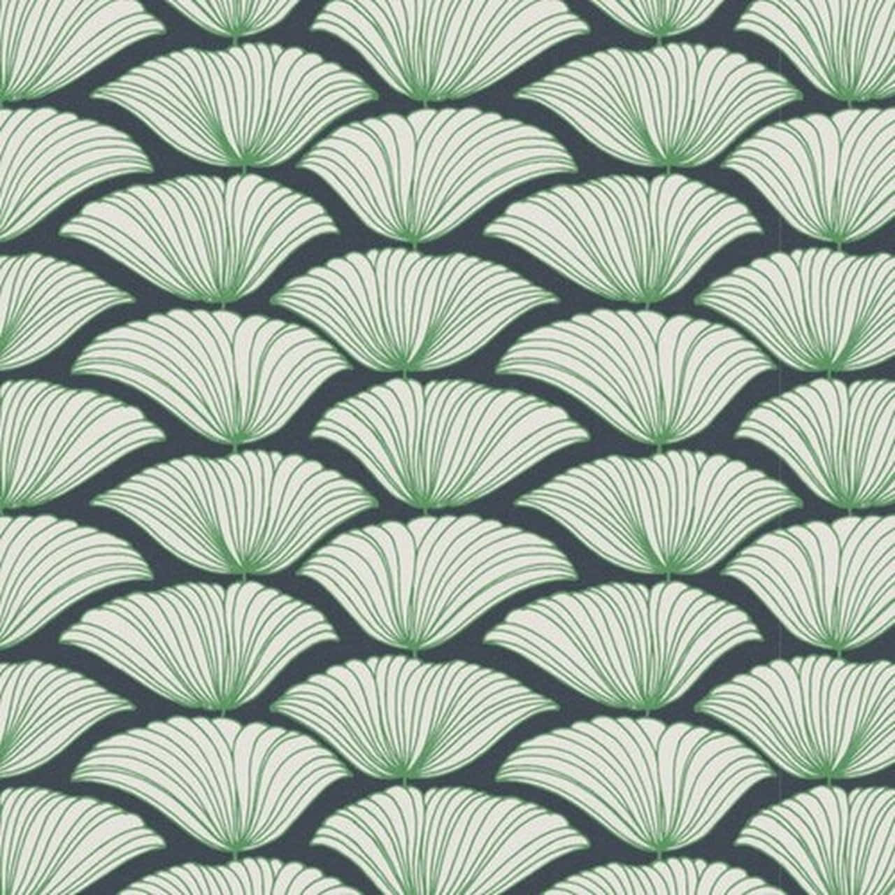 A Green And White Wallpaper With Leaves