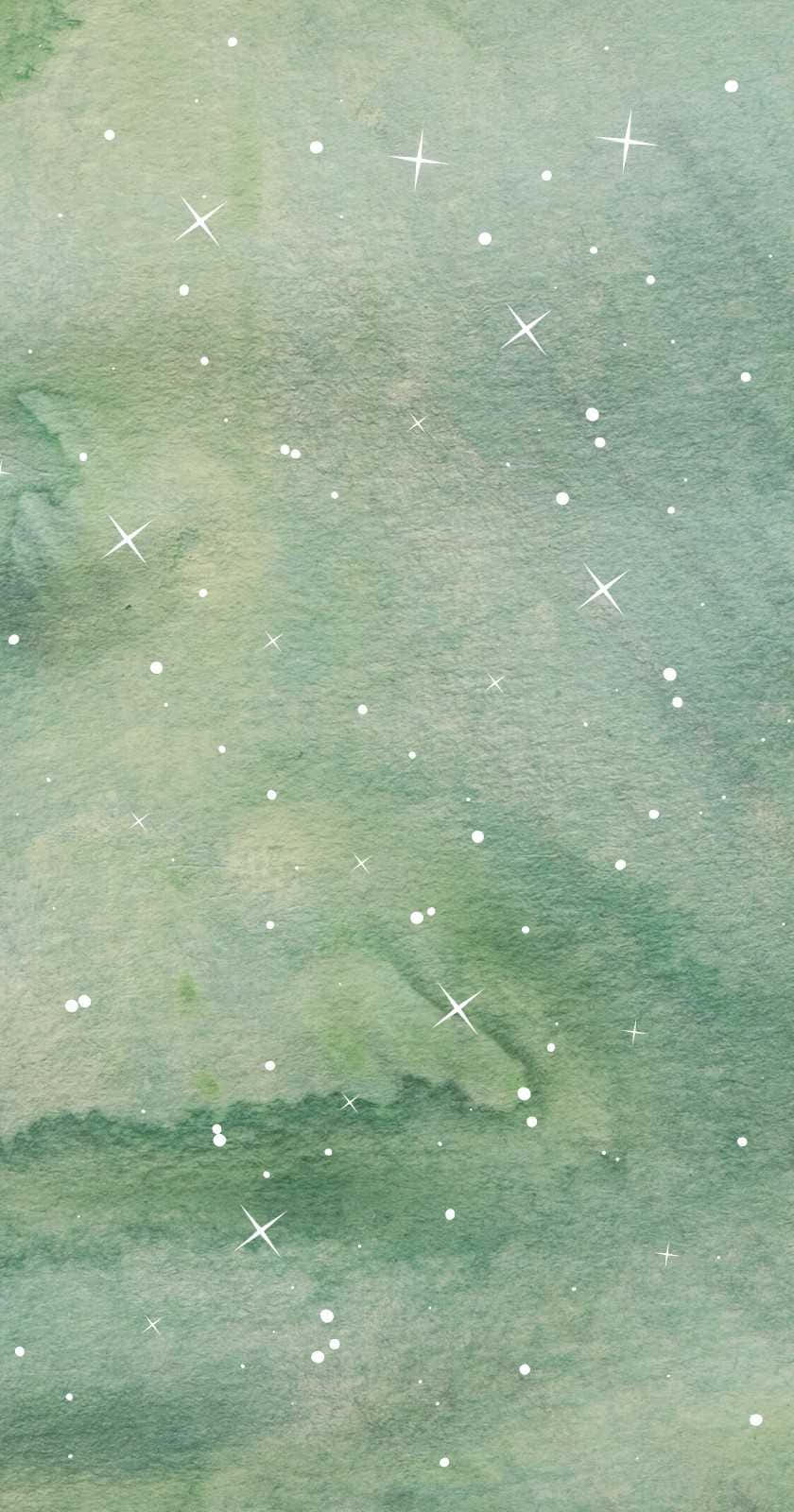 A Watercolor Painting Of Stars And Green