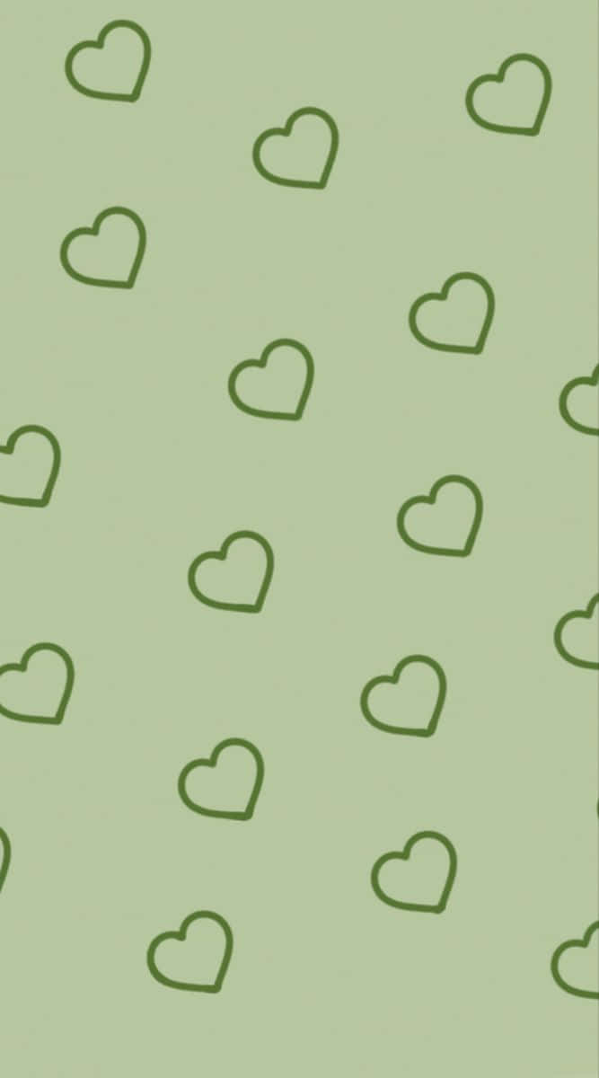 Grönahjärtan På En Grön Bakgrund