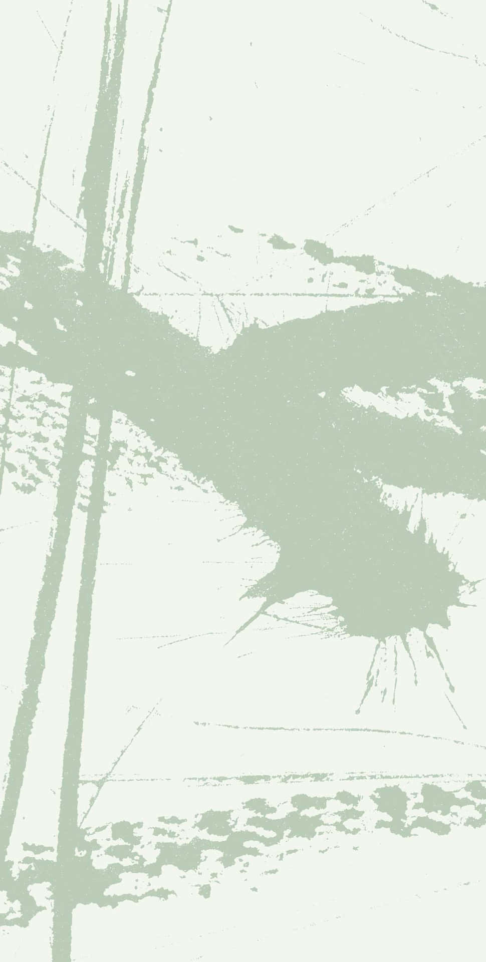 A Green Brush Stroke On A White Background