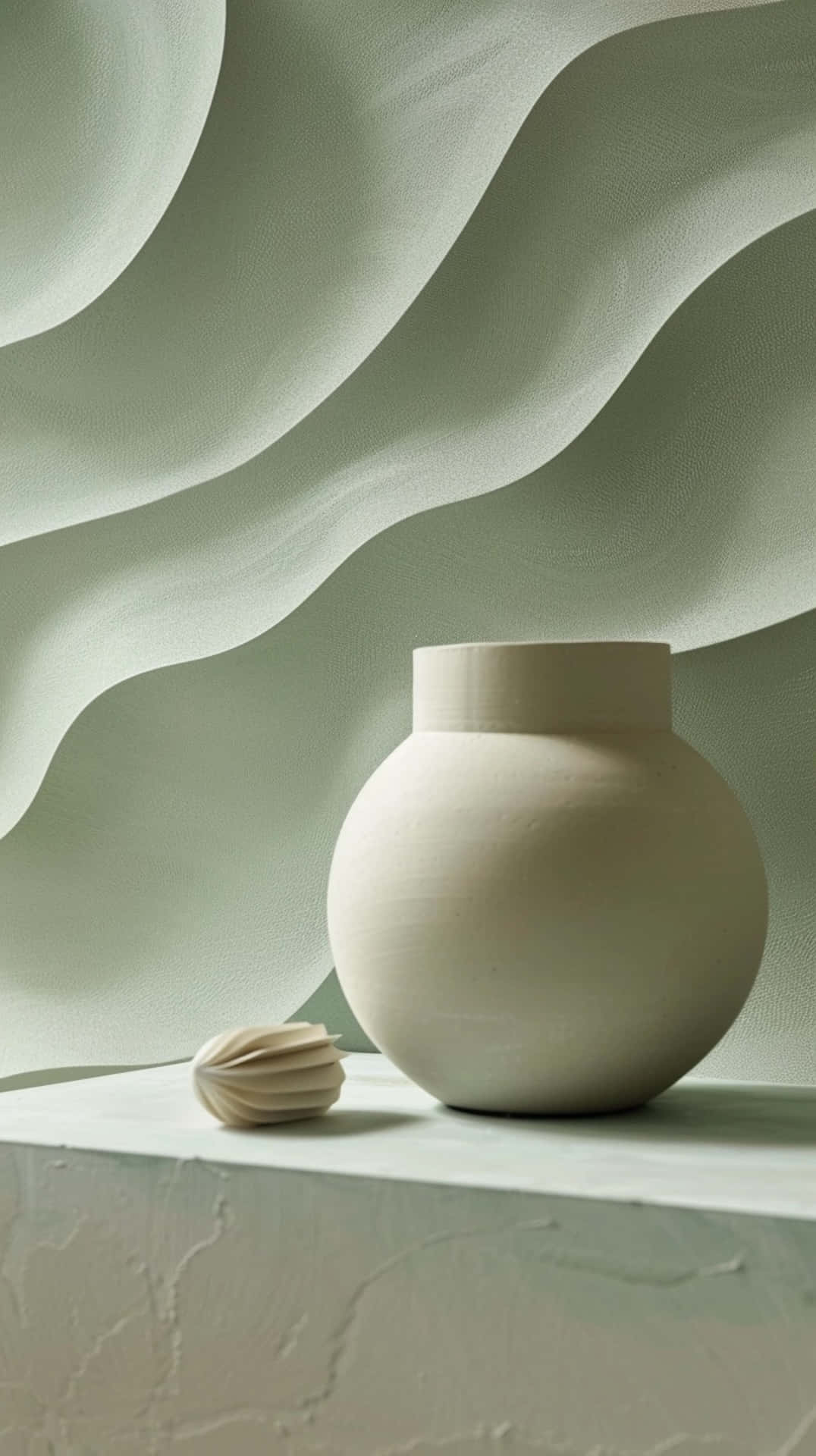 Sage Green Abstract Artand Vase Wallpaper