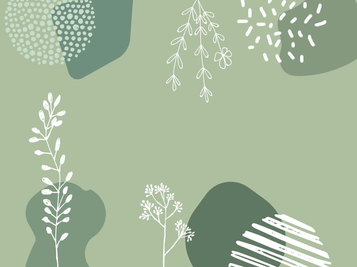 Sage Green Abstract Floral Design Wallpaper