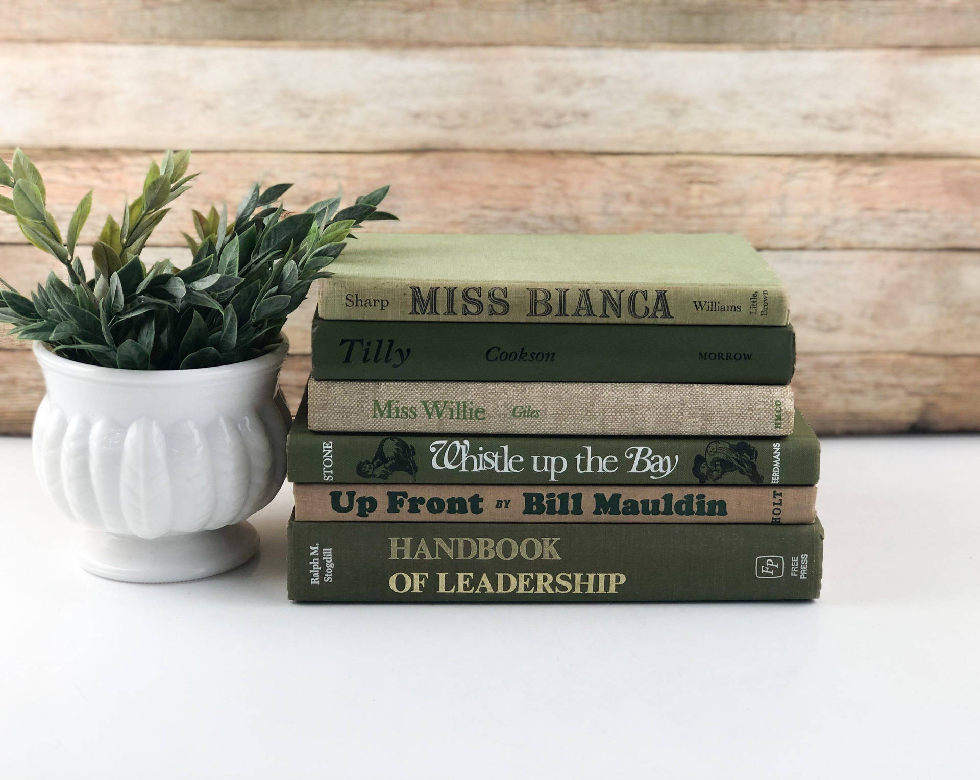 Sage Green Aesthetic Book Spine Wallpaper