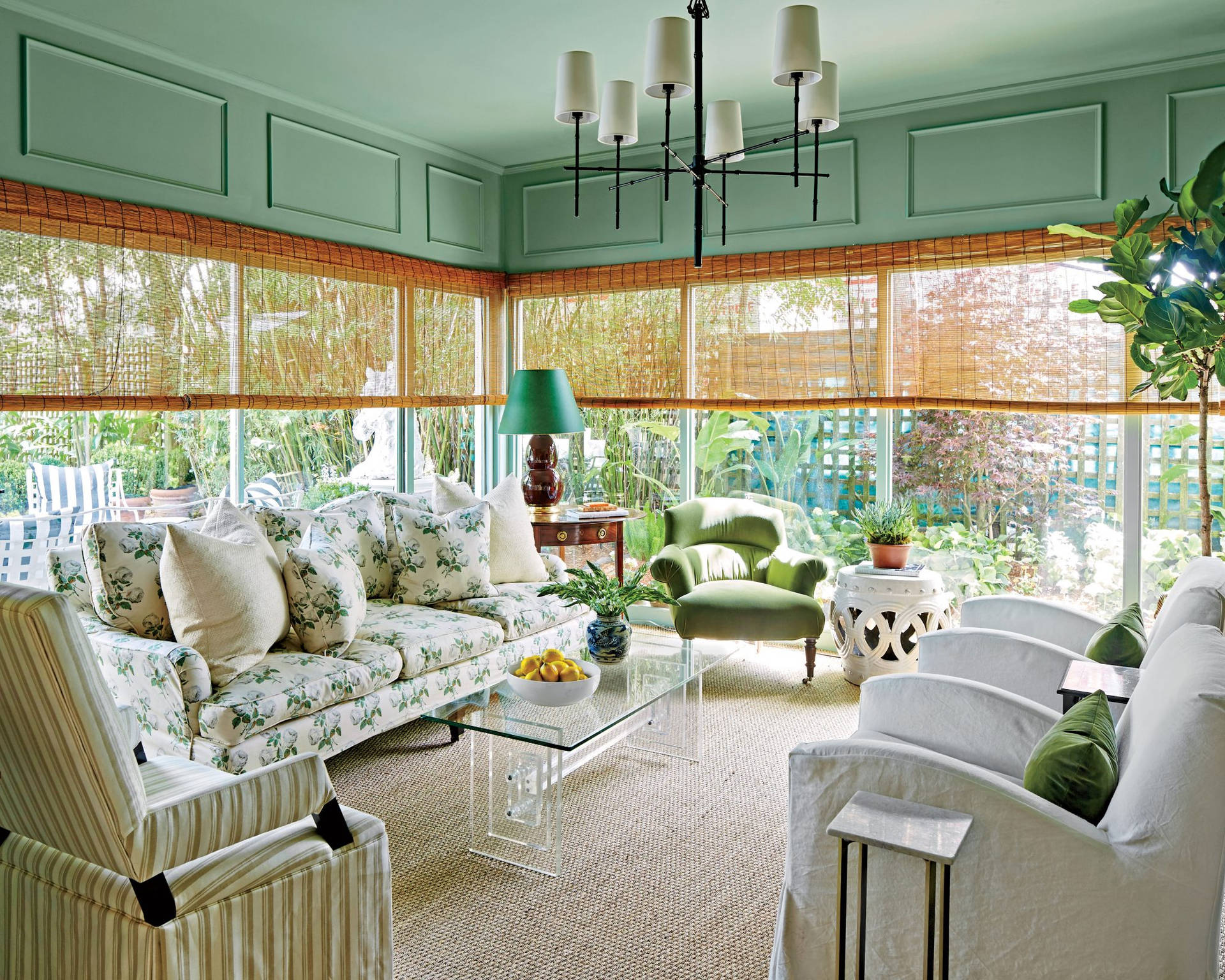 Sage Green Aesthetic Living Room Wallpaper