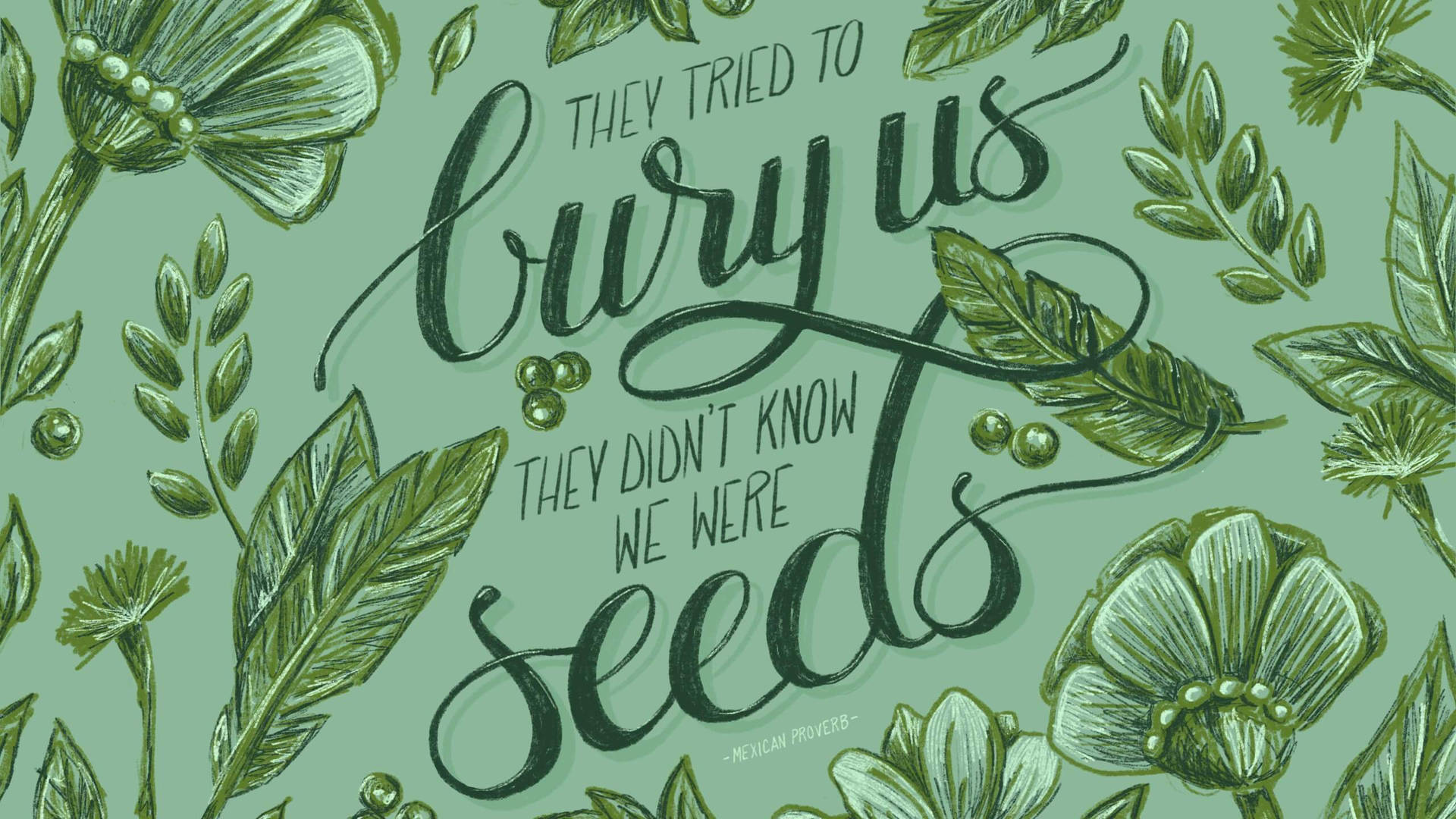 Sage Green Aesthetic Seeds Background