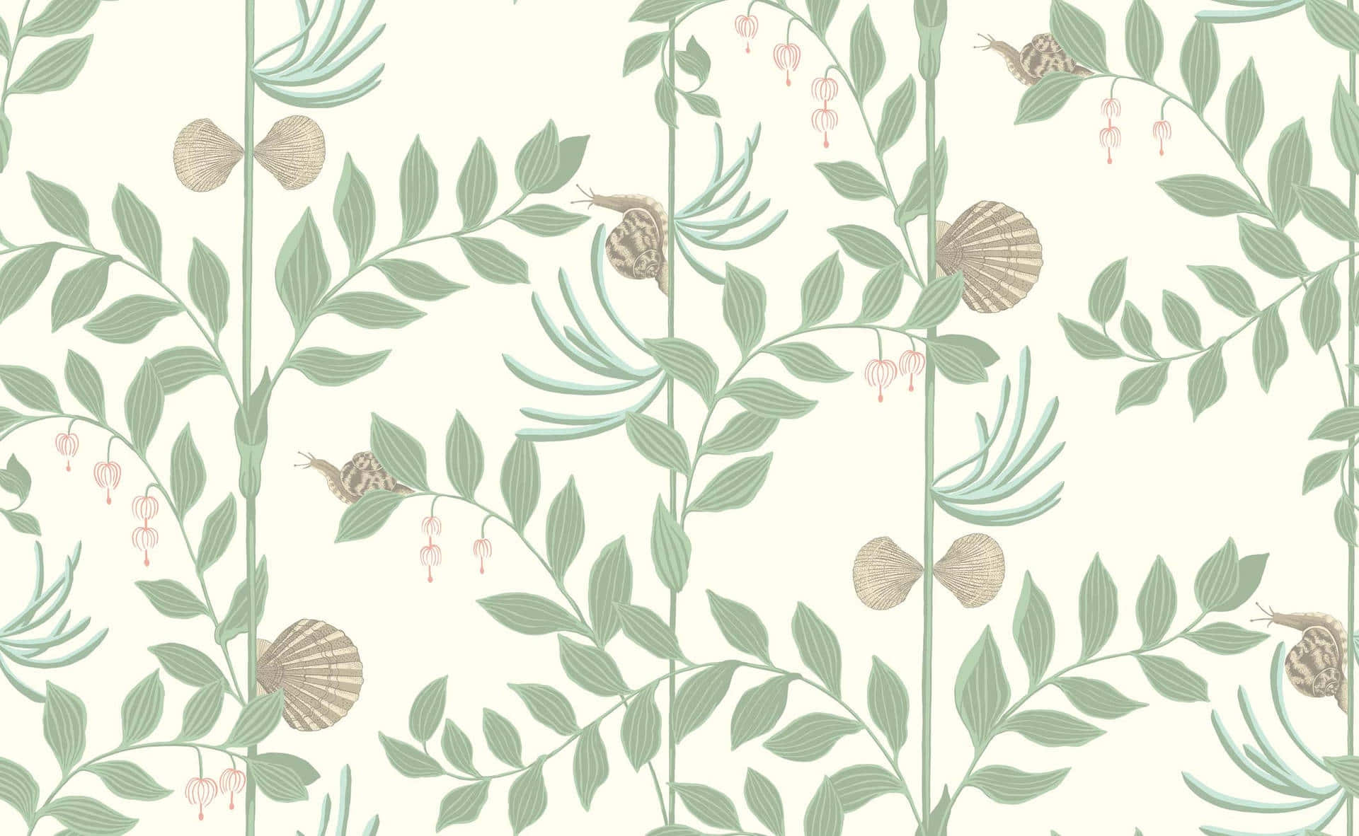 Sage Green Botanical Pattern Wallpaper
