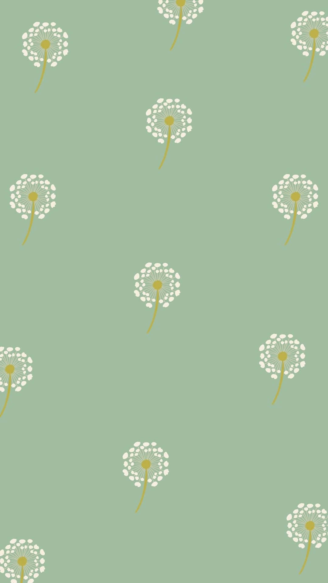 Sage Green Dandelion Pattern Wallpaper