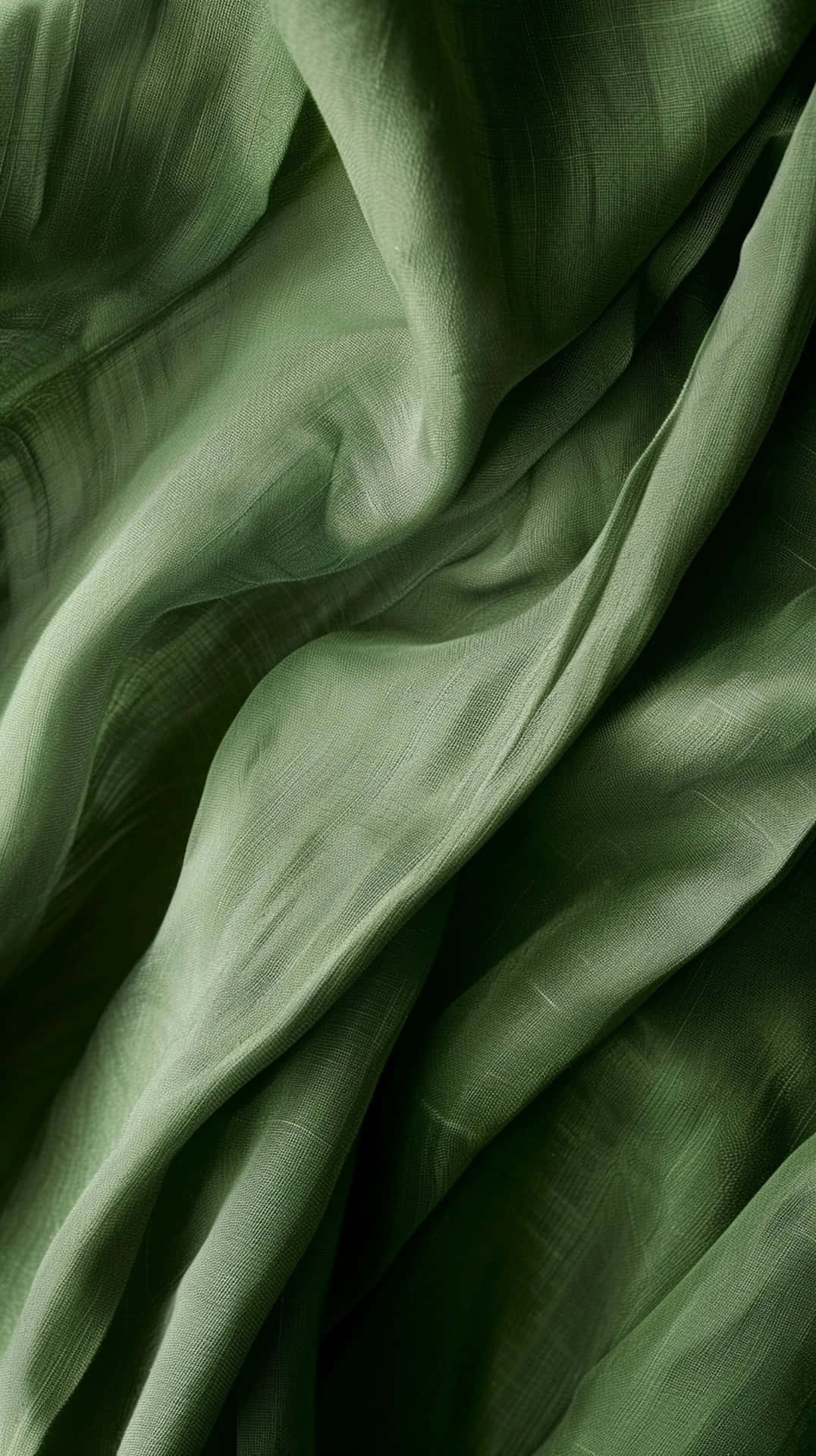 Sage Green Fabric Waves Wallpaper