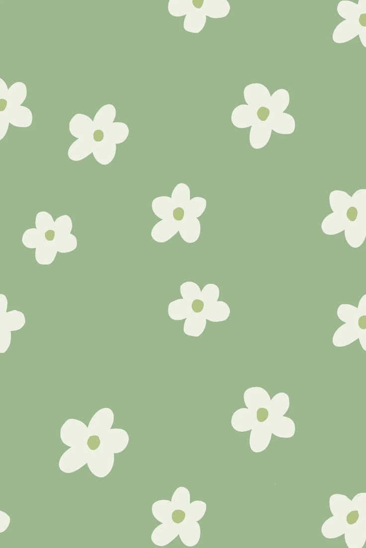 Sage Green Floral Pattern Wallpaper