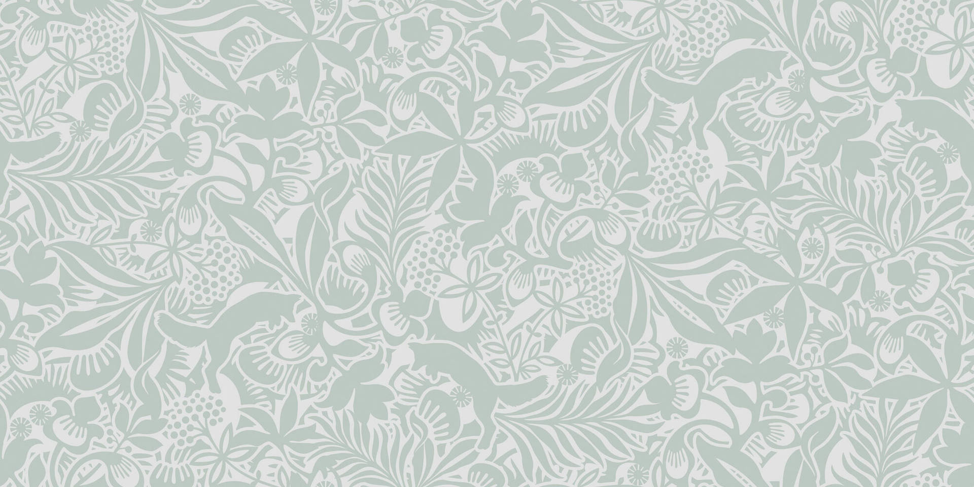 Sage Green Floral Print Pattern Wallpaper