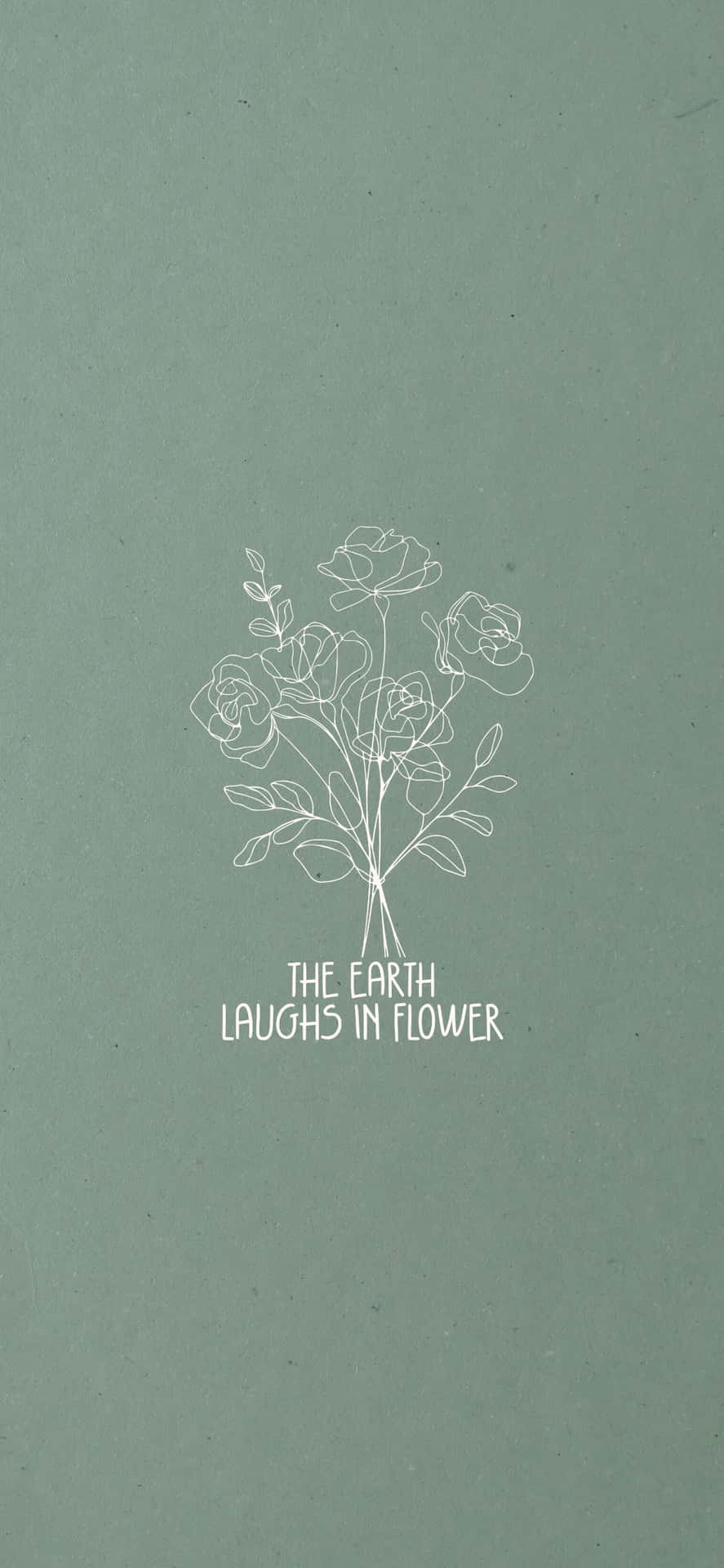 Sage Green Floral Sketchwith Quote Wallpaper