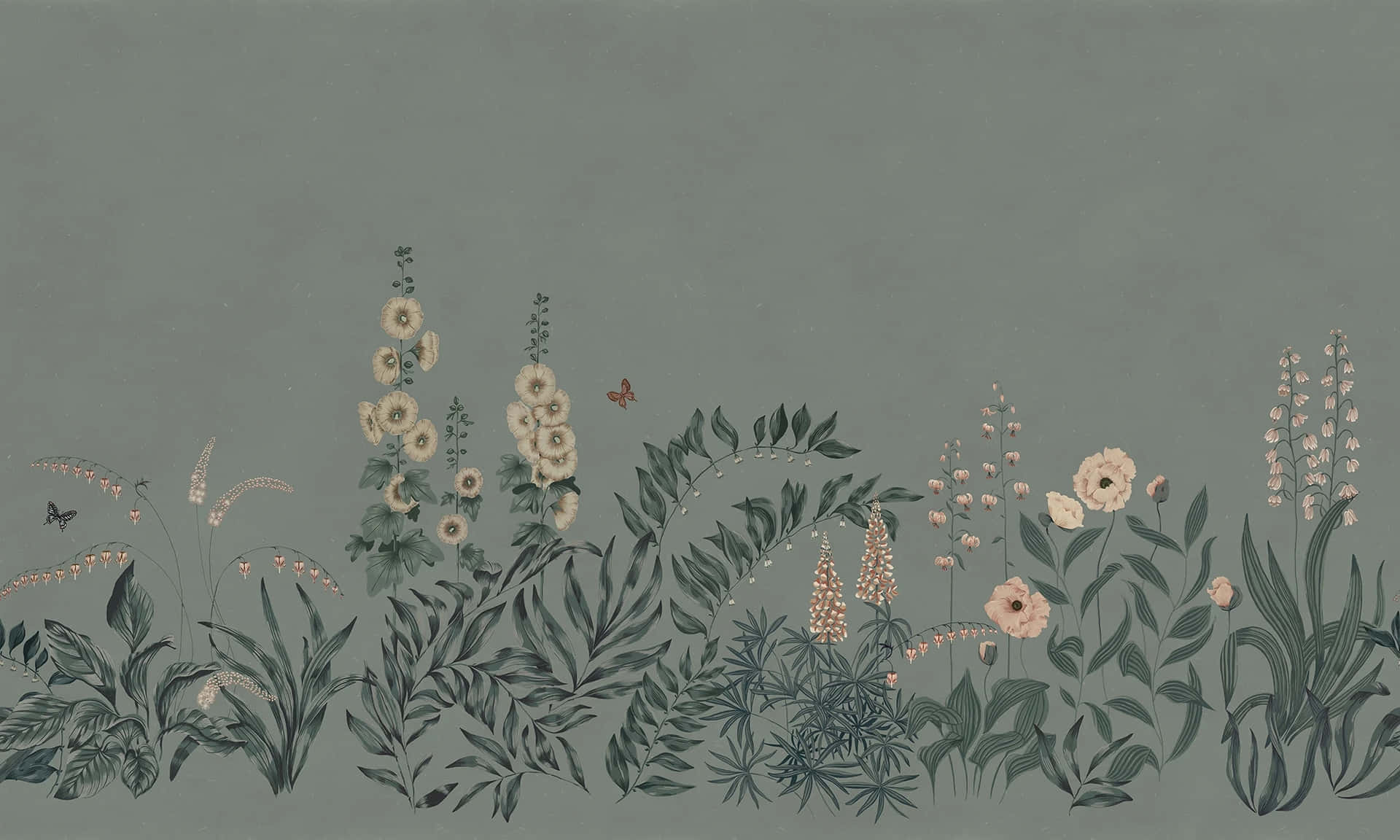 Sage Green Floral Wallpaper Wallpaper