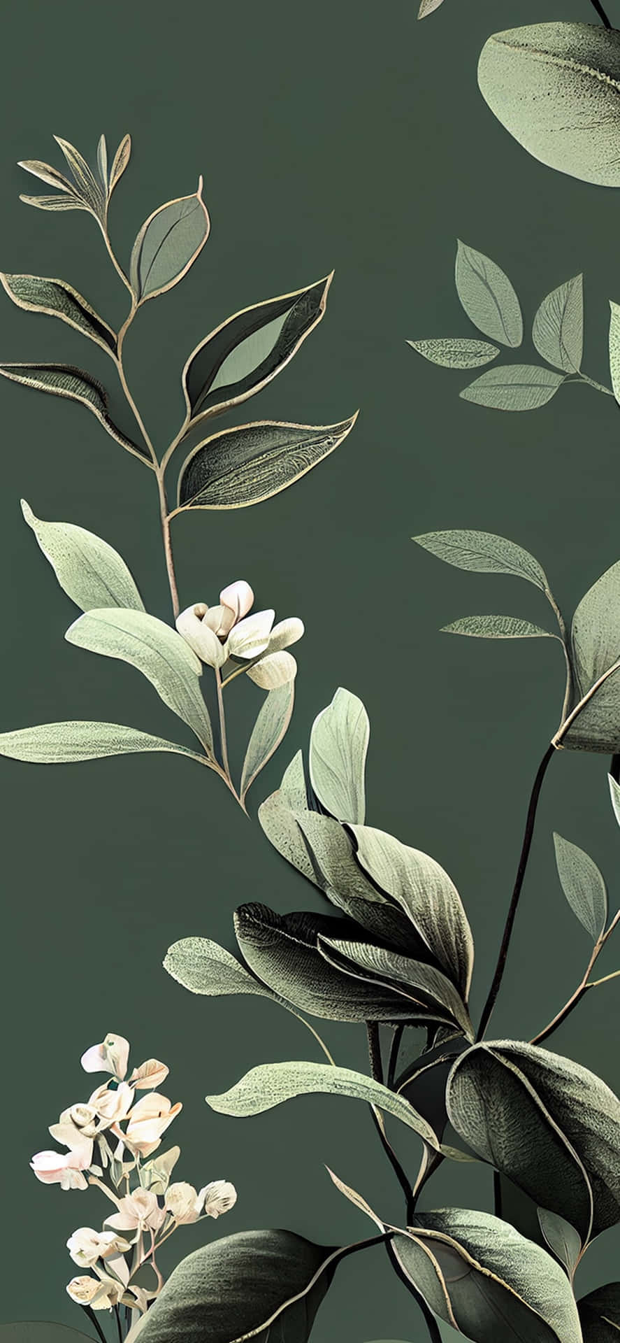 Sage Green Floral Wallpaper Wallpaper