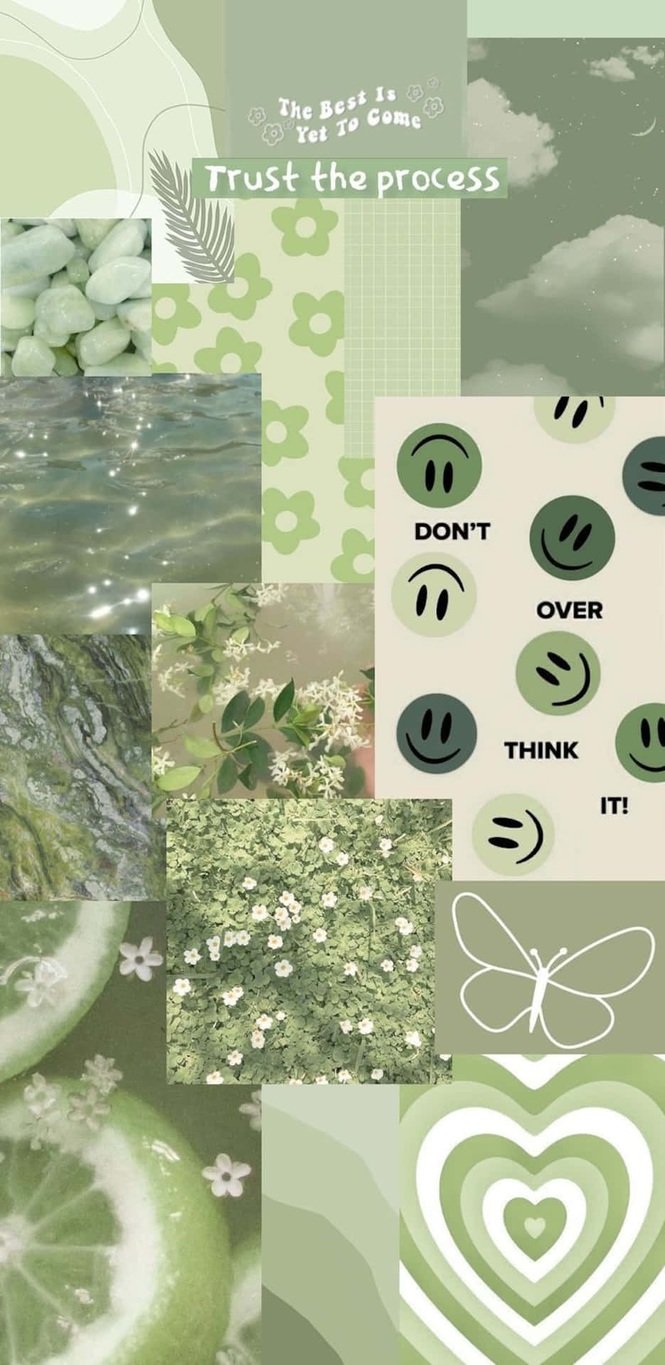 Sage Green Inspirational Collage Wallpaper