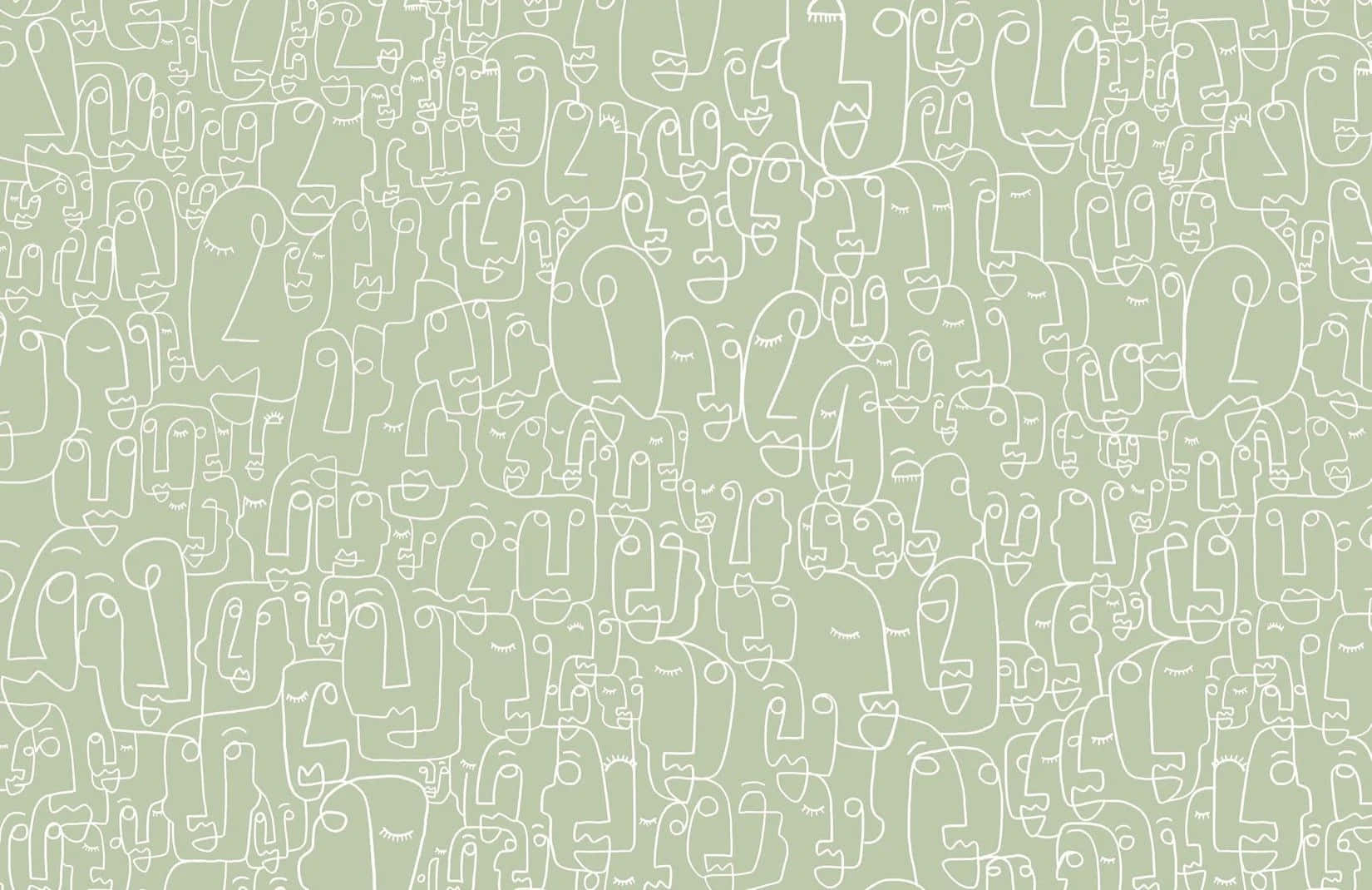 Sage Grøn Laptop Abstract Line Art Wallpaper