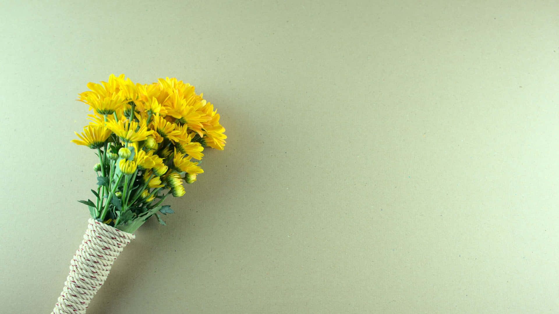 Ramode Flores Amarillas En Un Fondo Verde Salvia Para Portátil. Fondo de pantalla