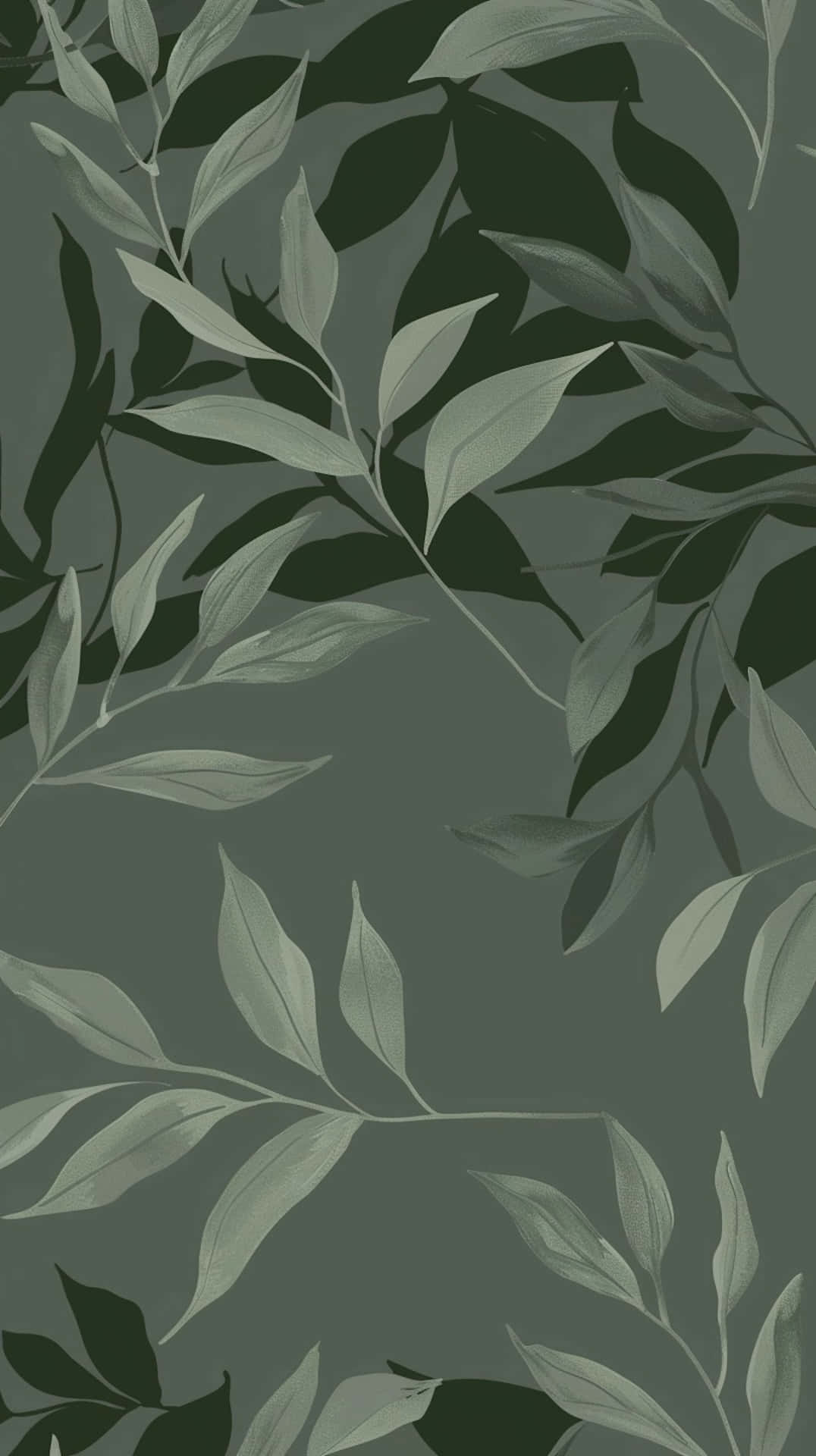 Sage Green Leaf Pattern Background Wallpaper