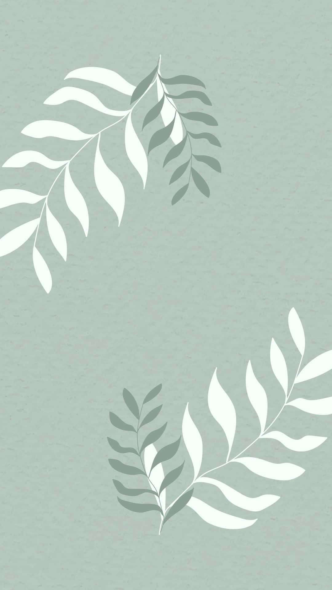 Sage Green Leaf Pattern Wallpaper Wallpaper