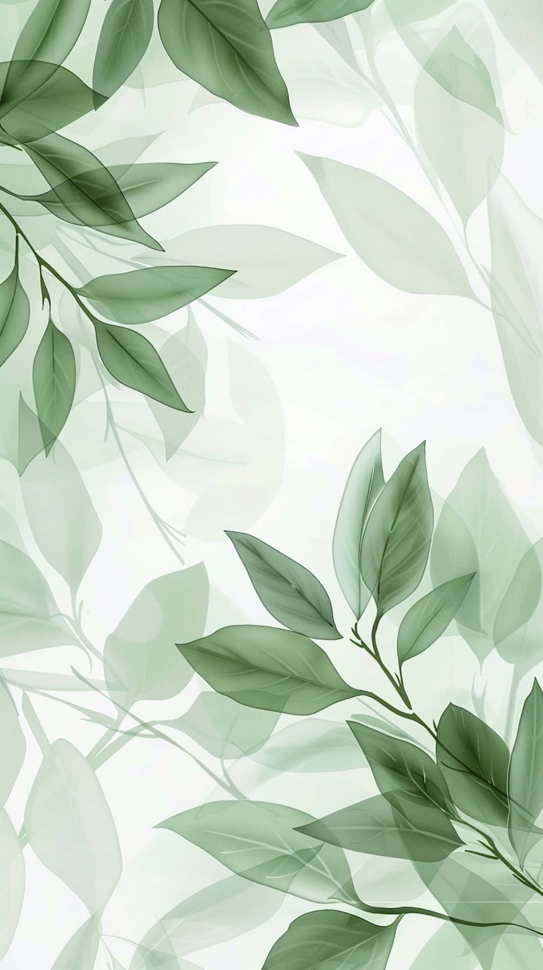 Sage Green Leaves Phone Wallpaper Wallpaper