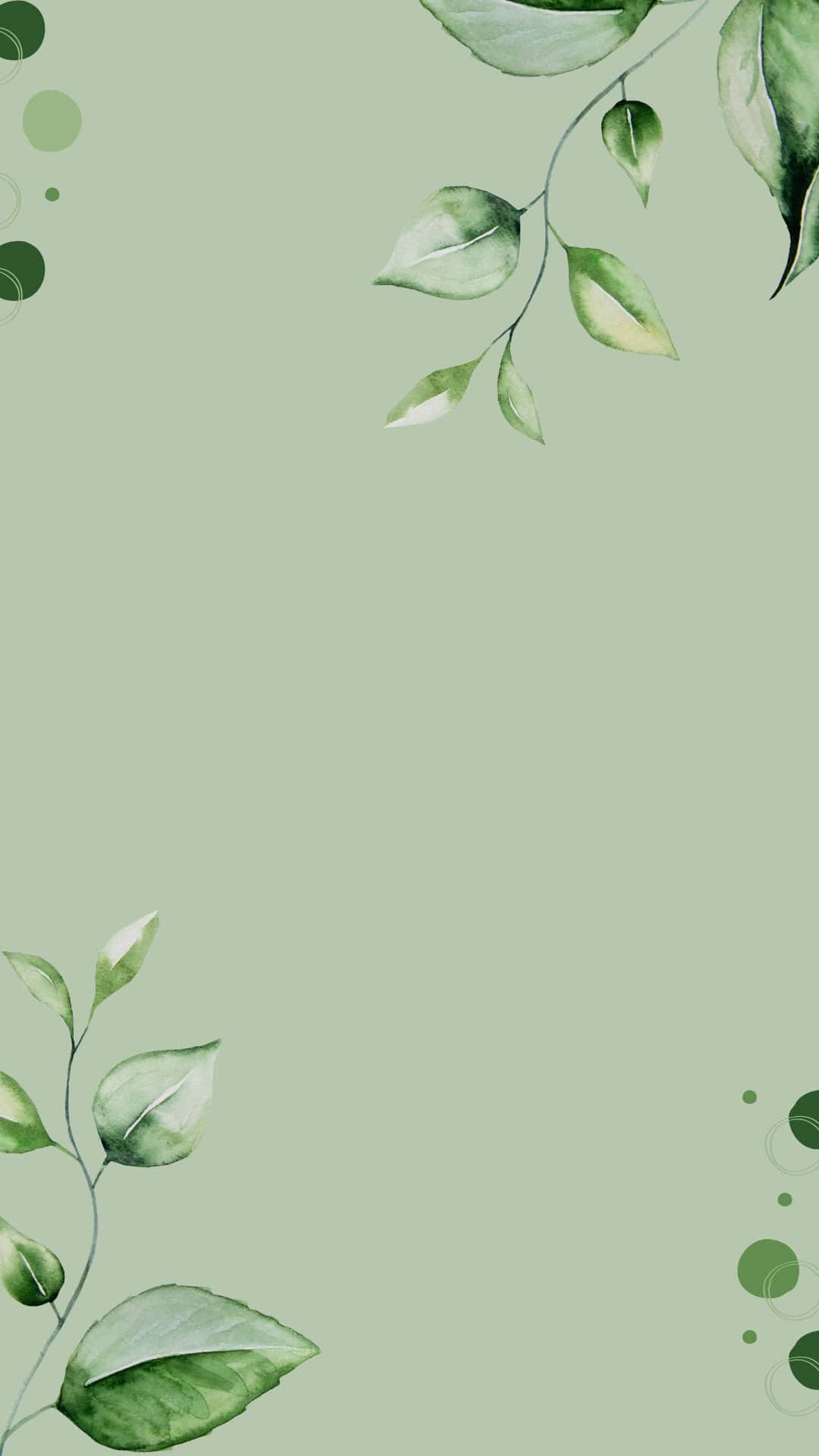 Sage Green Leaves Watercolor Background Wallpaper