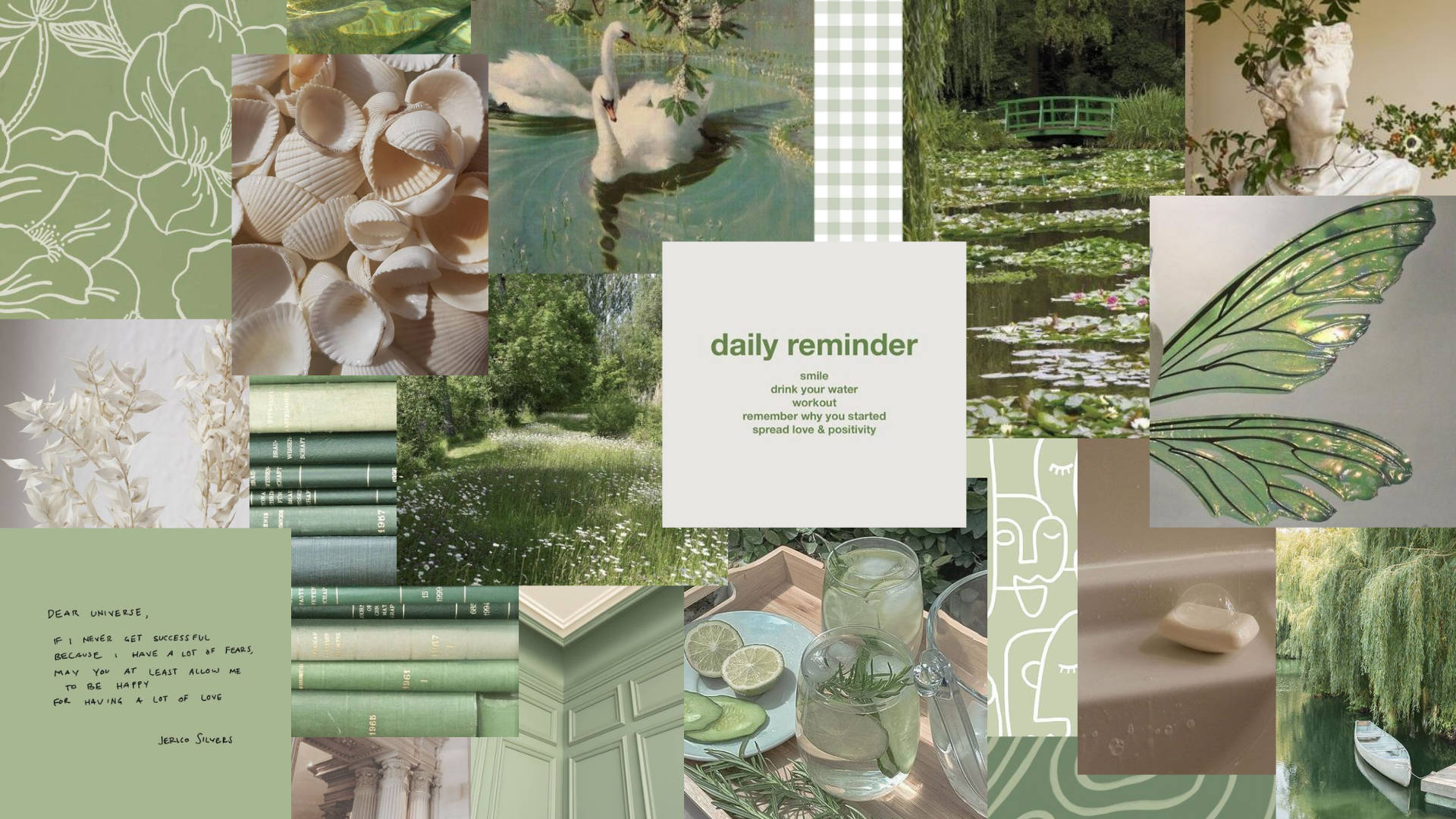 Collagede Estética De Ambiente Verde Salvia Para Laptop. Fondo de pantalla