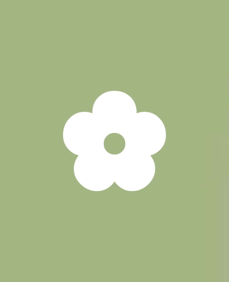 Sage Green Simple Flower Illustration Wallpaper