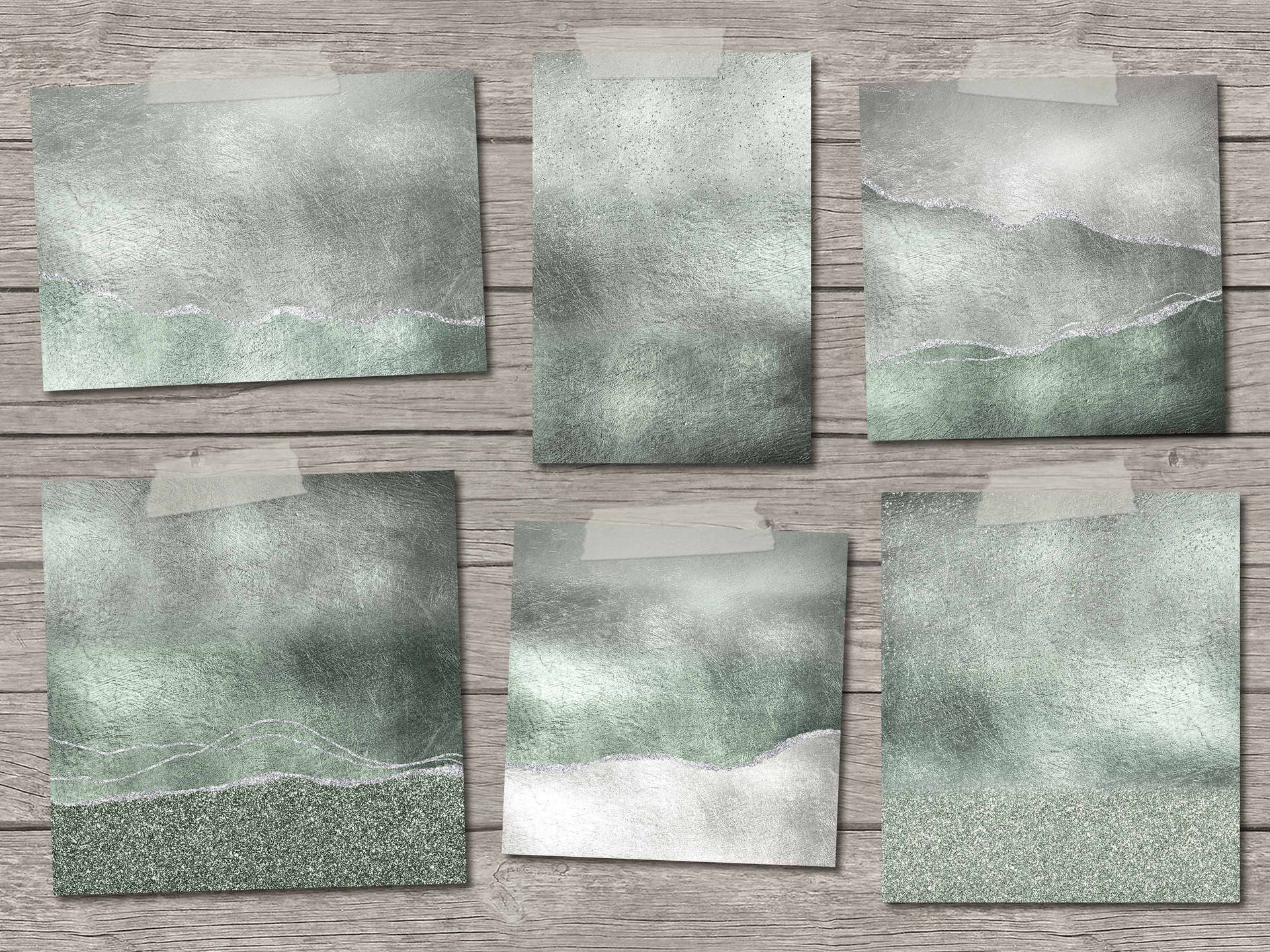 Sage Green Wave Collage Wallpaper