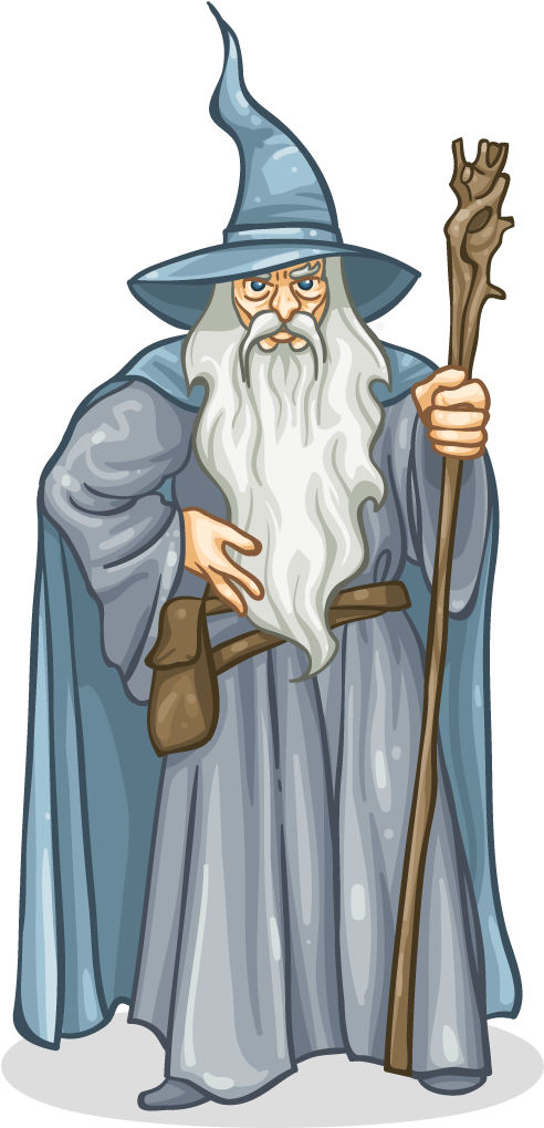 Download Sage Wizardwith Staffand Blue Robes | Wallpapers.com