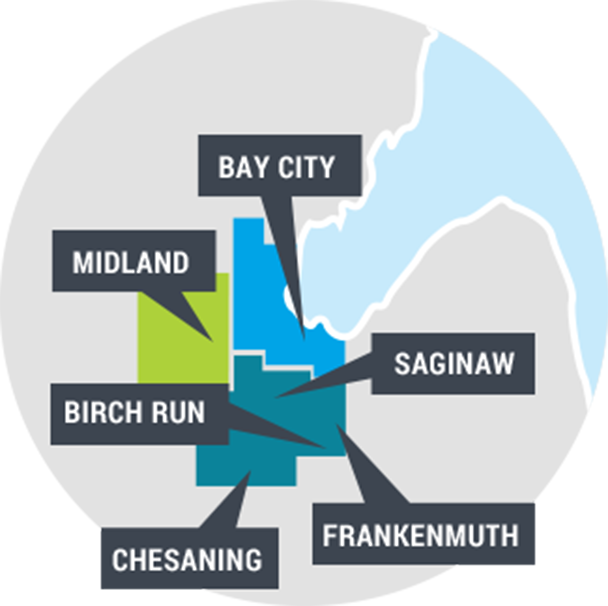 Saginaw Bay City Midland Region Map PNG