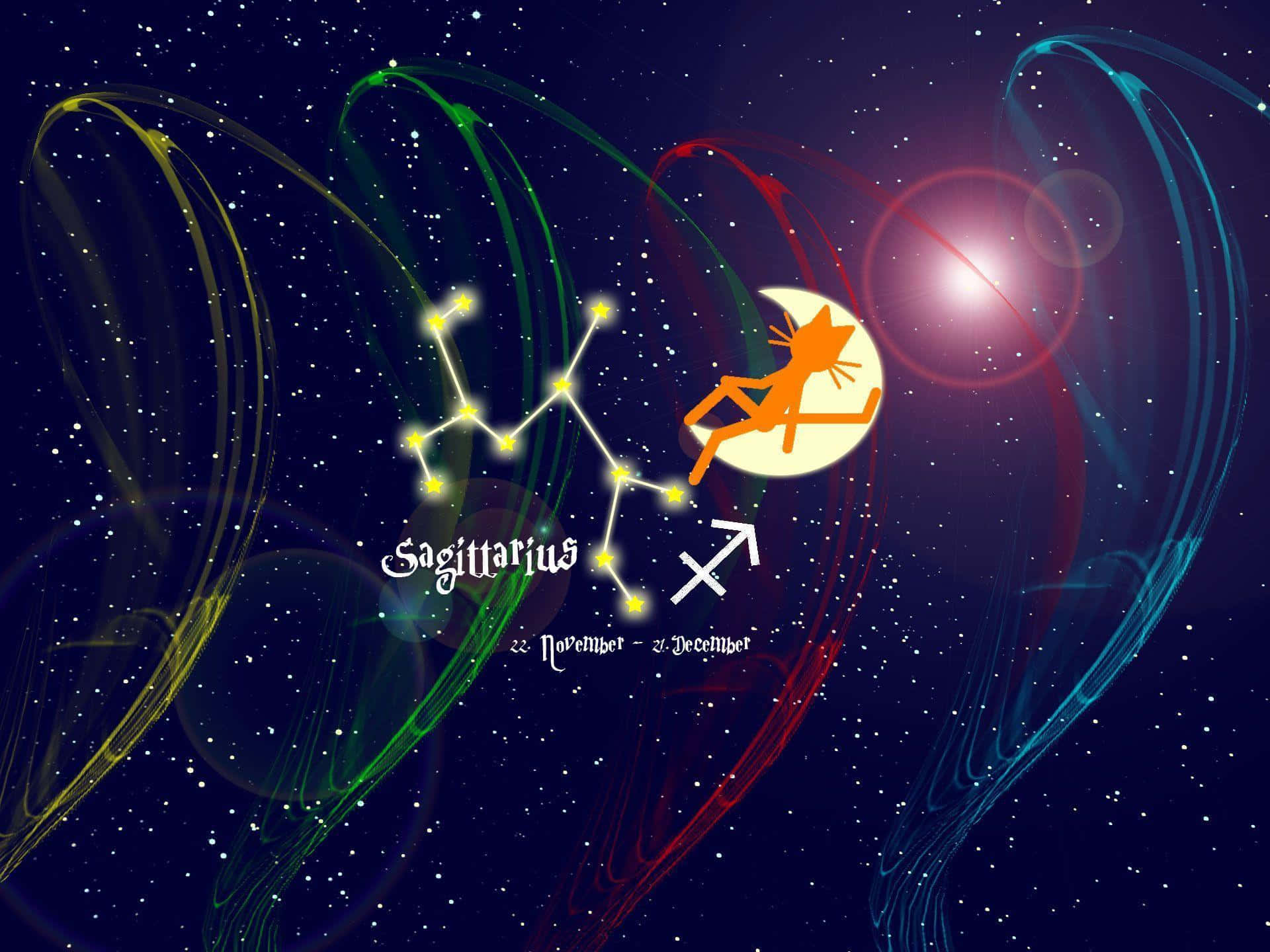 Sagittarioceleste Segno Zodiacale Nel Cielo Stellato Della Notte