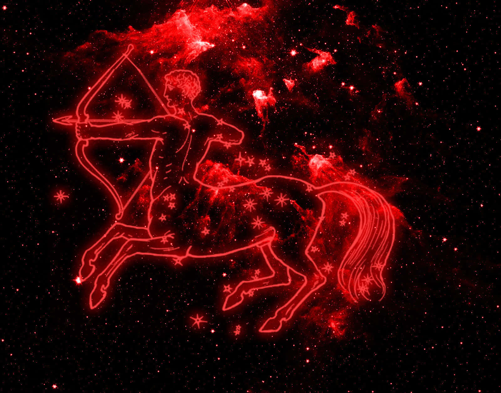 Unsigno Astrológico De Sagitario Mostrando El Símbolo Del Arquero Y El Centauro.